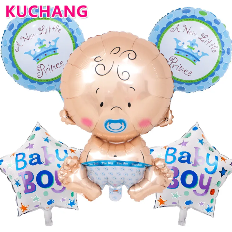 

5pcs/Set Baby Shower Birthday Theme Party Decor Boy Girl Foil Balloons DIY Decorative Inflatable Helium Balloons Party Supplies