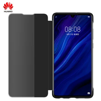 

Original Huawei Smart Touch Clear View Window Canvas Leather Business Phone Case Smart View Flip Phone Cover For P30 / P30 Pro