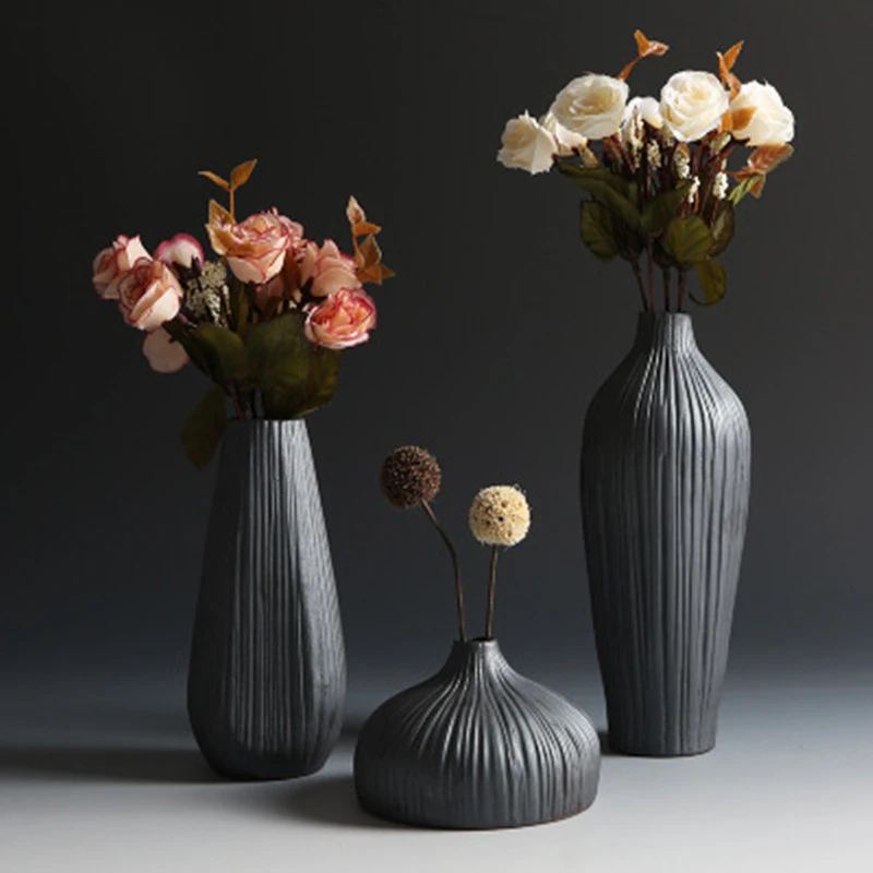 Винтажный Классический контейнер, европейская средиземноморская градиентная керамическая ваза ручной работы, черная керамическая ваза