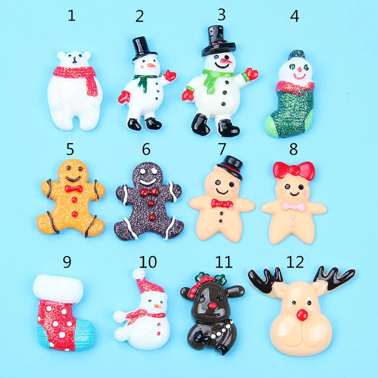 

8PCS Slime Charms Christmas Snowman Resin Plasticine Slime Accessories Beads Making Supplies for Kids DIY Lizun Slime for Kid E