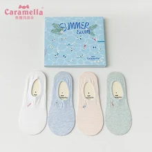 Caramella/4 пары, женские удобные носки Fuuny, носки для дайвинга с персонажем, короткие носки Kawaii, женские мягкие забавные носки