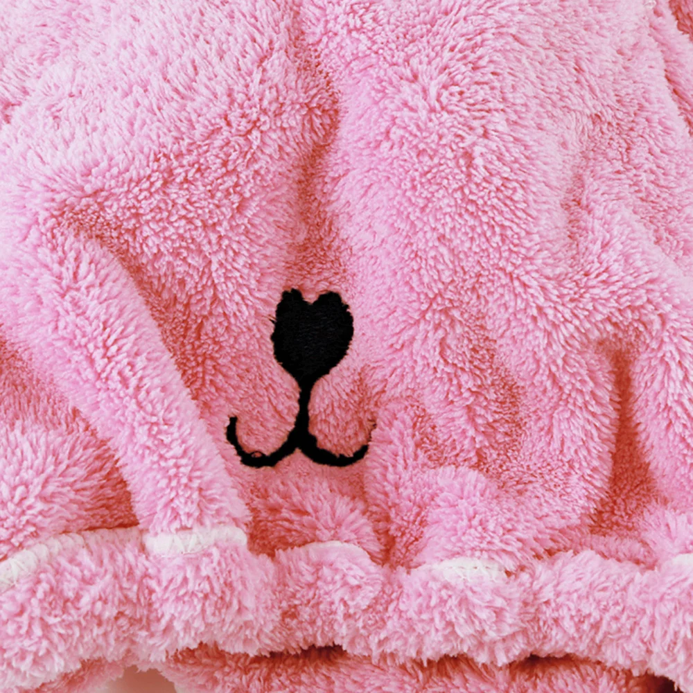 Детское милое розовое полиэфирное прочное впитывание сухой шапочка для волос банное полотенце шапочка для душа быстросохнущее и легкое