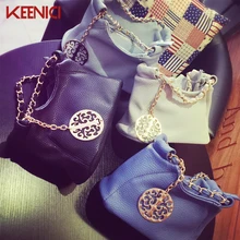 KEENICI2016 Vintage PU Leder Schultertasche Quer Tasche Damen Handtasche Kleine Kupplung Geldbörse Messenger Bags Schulter Kette Eimer Tasche