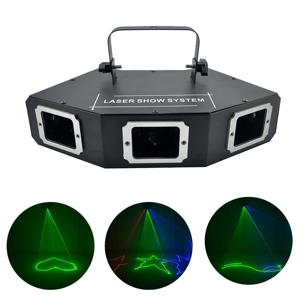 

AUCD DMX 3 Lens RGB Full Color Beam Optical Network Laser Light Home Party DJ KTV Projector Stage Lighting A-X3
