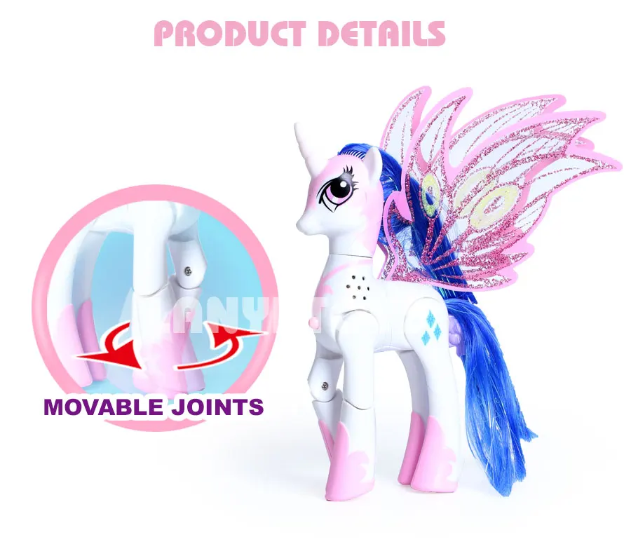 My little horses action figure anime figure toys for children ponies toys lovely Unicorn light and music joint are movable