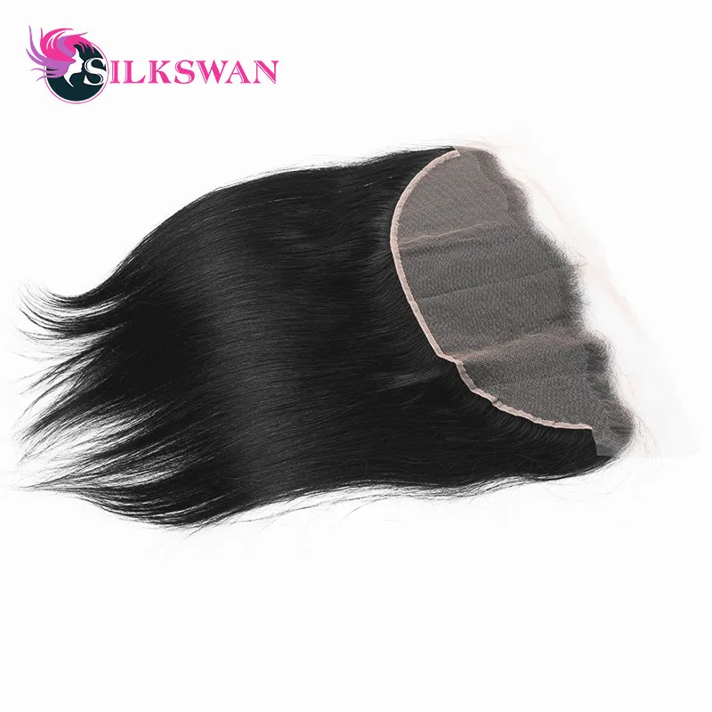 Slikswan волосы бразильские прямые кружева лобовое закрытие 13*4 уха до уха закрытие природы волос с ребенком волосы remy