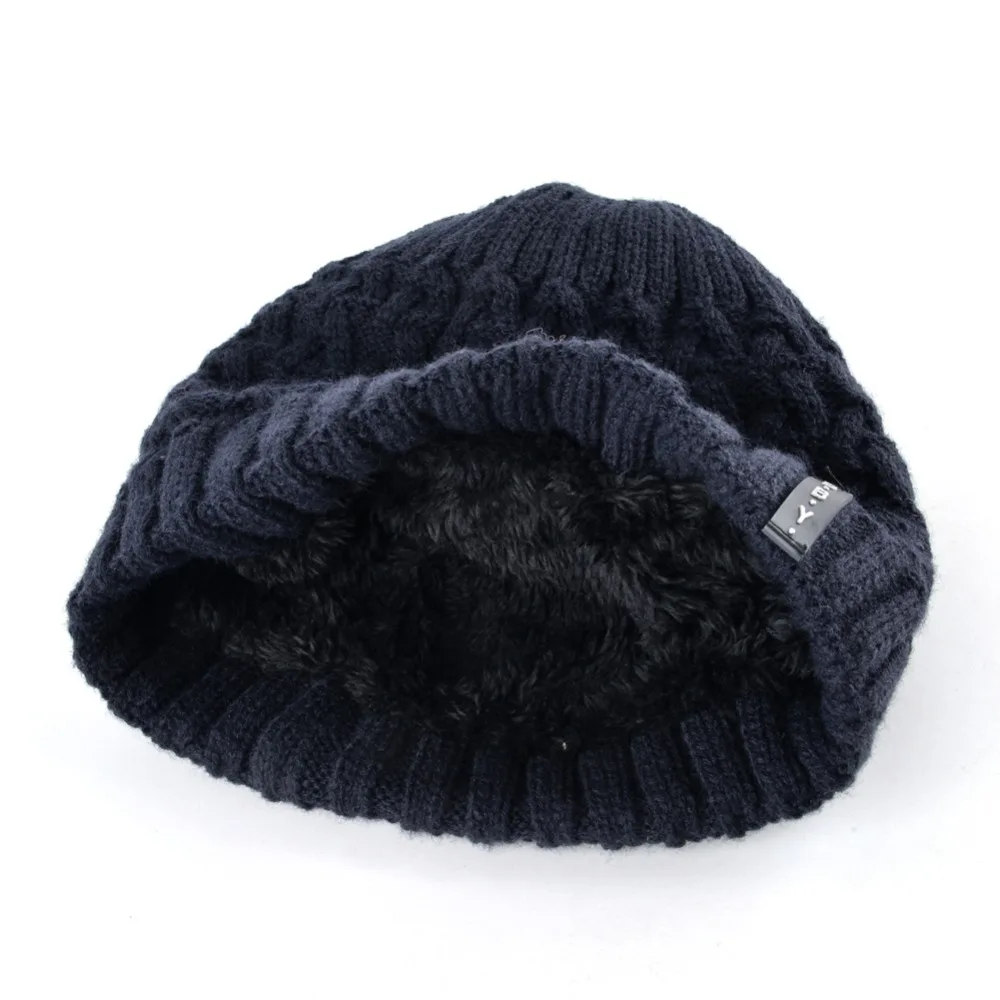 Casual Winter Hats For Men Skullies Double Layer Gorro Men's Knitted