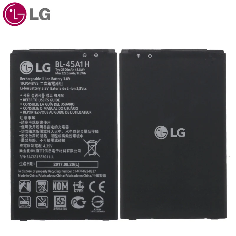 LG Genuine Replacement lg phones Battery BL-45A1H For LG K10 F670L F670K F670S F670 K10 LTE Q10 K420 K420N 2300mAh 100% Original