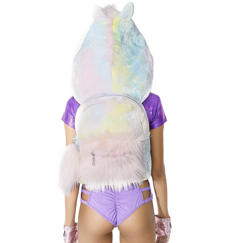 

Unicorn Animal Plush Backpacks Cute Cartoon Girls Colorful Baby Tie-dyed Unicorn Hooded Backpack Diaper Bag Baby Care Mummy Bag