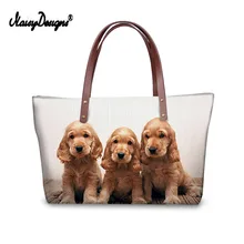 Бесшумный дизайн дизайн сумки на плечо большой шоппер женская сумка с верхней ручкой американский кокер печать Bolsos Mujer милый WalletPU