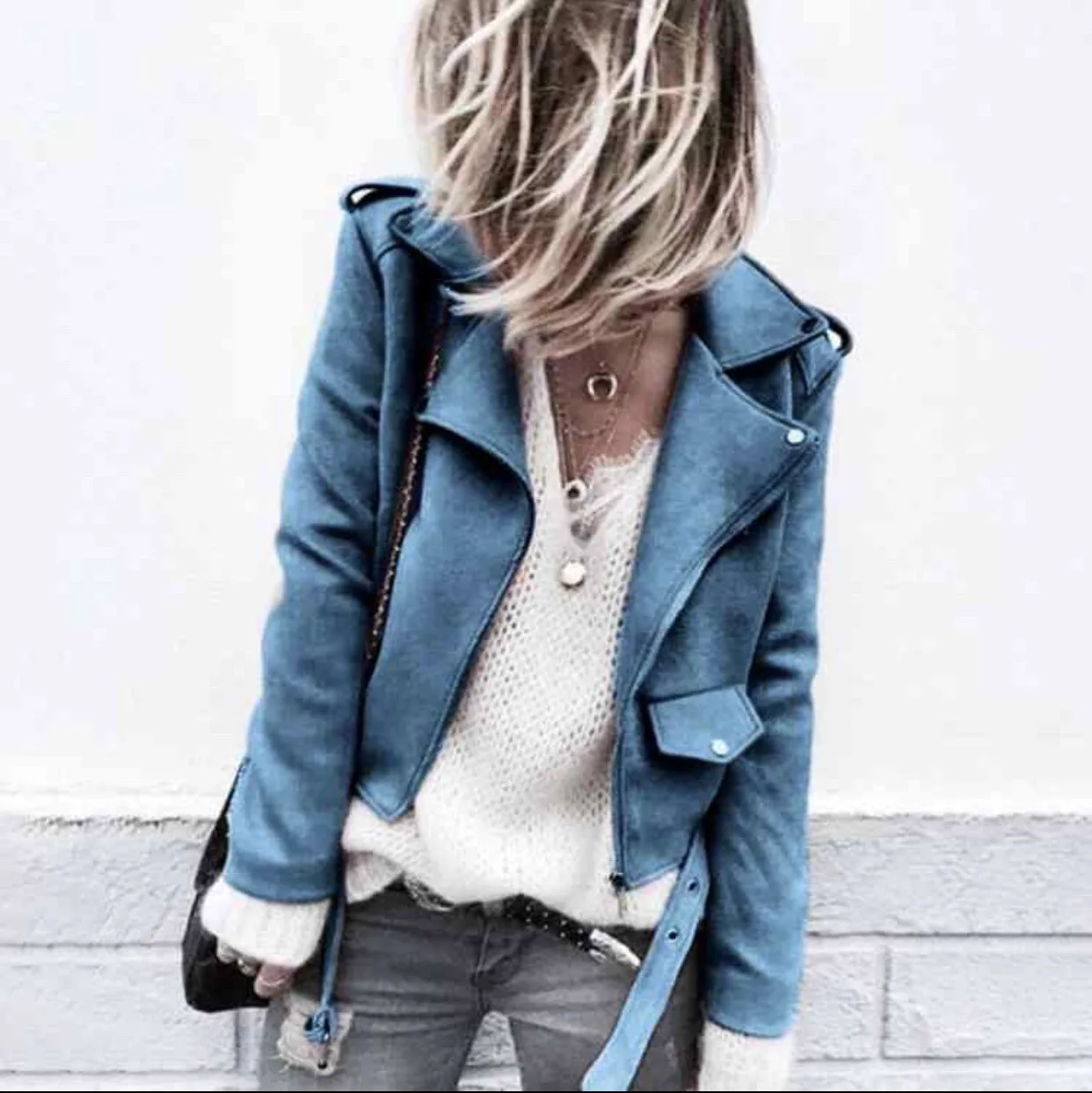 

Autumn Women Jacket Casual Streetwear Long-sleeved Suede Leather Tops Coat New Bomber Jacket Winter Short Clothing Plus Size 5XL