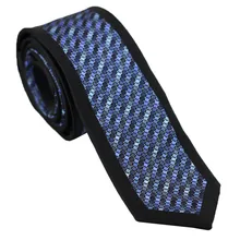 Coachella Галстуки синий серый проверки с черным Граничит Дизайн галстук микрофибры узкий галстук 6 см