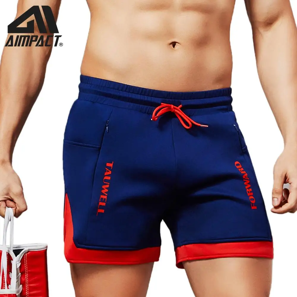 

AIMPACT Mens Sports Leisure Shorts Slim Fit Quick Dry Elastic Split Patchwork Man Boxing Gym Running Training Home Trunks AM2209