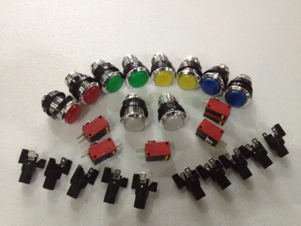 

20 pcs Silver Plated Illuminated Push Button LED buttons without microswitches for arcade game machine accessories arcade parts