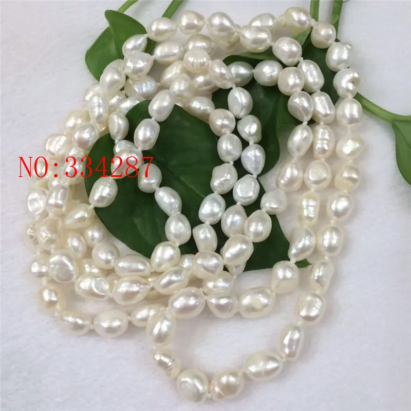 New long section of natural irregular white freshwater pearl necklace 8-9MM 50 inches Long sweater chain
