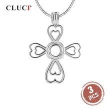 CLUCI 3 шт серебро 925 религиозный крест женский жемчужный кулон медальон стерлингового серебра 925 пробы крестообразные Подвески кулон ювелирные украшения