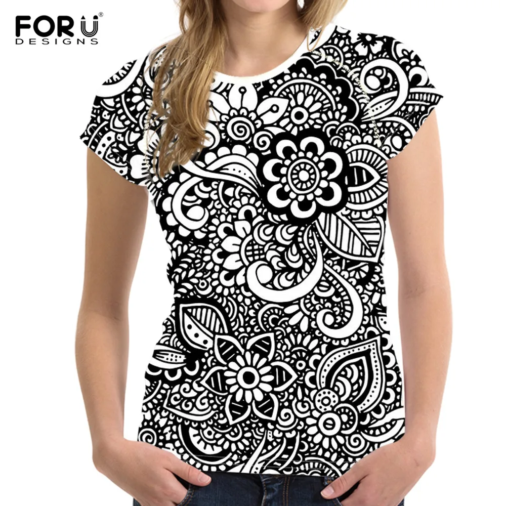 Модные женские летние топы FORUDESIGNS в цветочном стиле женская футболка с 3D принтом