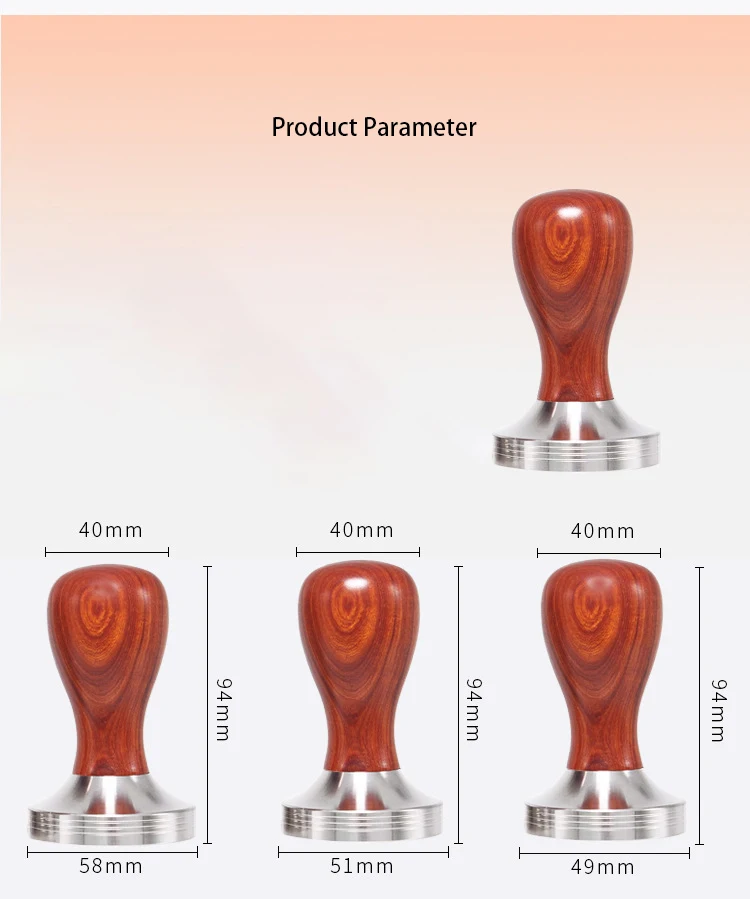 58 мм сандаловое дерево кофе бобы Темпер ручка порошок Молот из нержавеющей стали твердый толстый пресс для кофе аксессуары для приготовления эспрессо кофе