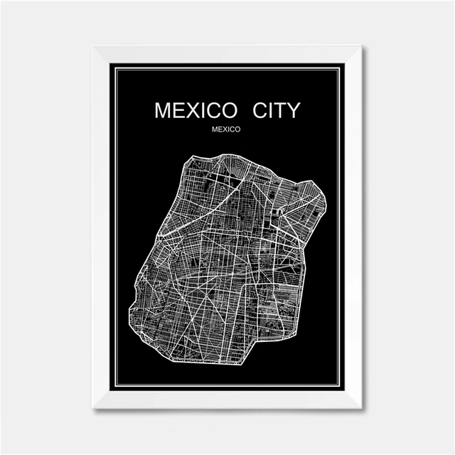 mexico city world map poster abstract vintage paper wall sticker bar cafe pub living room bedroom