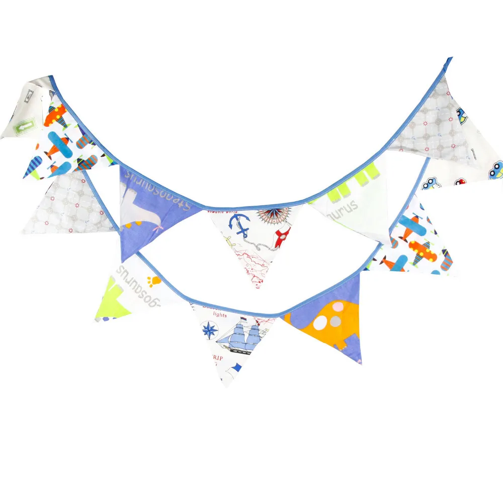 1pcs 3 3m 12flags Cartoon Airplane Boat Car Boy Baby Room
