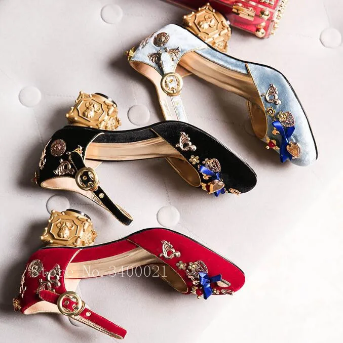 2018 Talon Mary Janes En Pic Chaussures Métal Zapatos De Avec Boucles Sandales Pompes Luxe Fleurs As Mujer Femme Carré Jewel D'été Décor as Pic Rétro FF0rxqpw