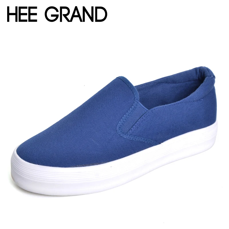 HEE GRAND/Повседневная парусиновая обувь на платформе Женские однотонные лоферы