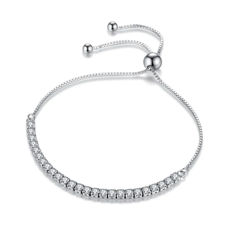 

Newest Brand Elegant Single Row Tennis Zircon Crystal Bracelets & Bangles 925 Silver Lucky Charm Bracelets Jewelry Pulseiras
