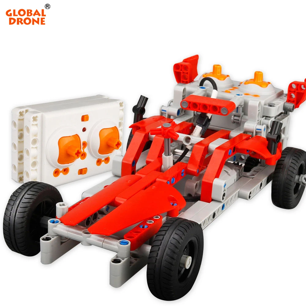 

Global Drone DIY Building Blocks RC Car Playmobil Remote Control Car Machine on the control panel Constructor Racing Cars