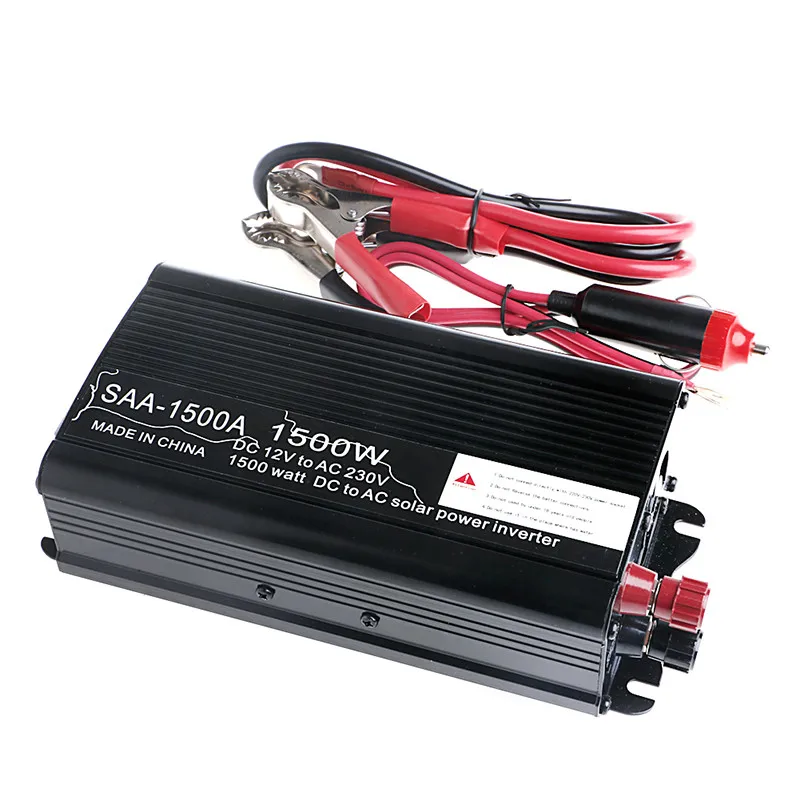 

OOTDTY Solar Power Inverter 12V DC To 230V AC Modified Sine Wave Converter Aluminum Black Power Inverter