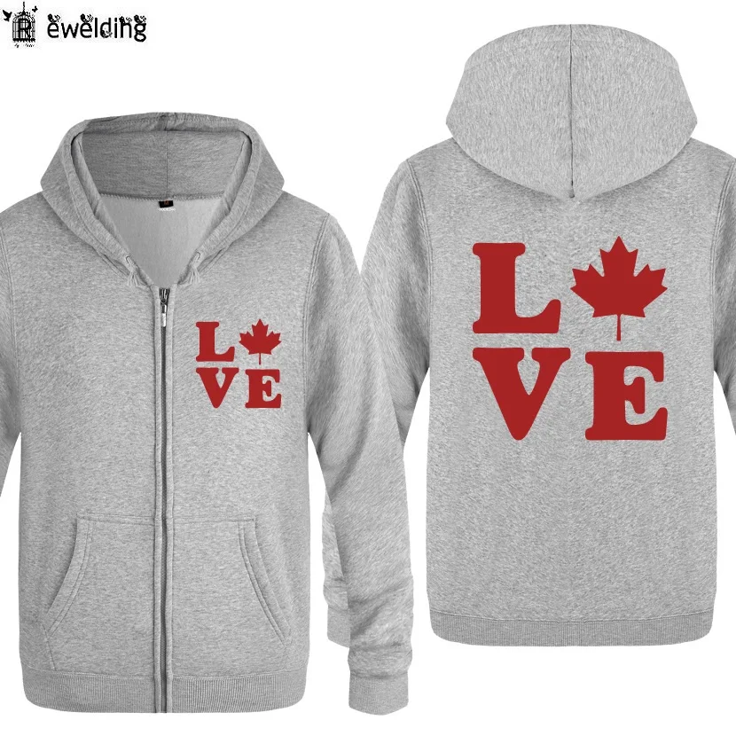 Buy Zipper Hoodies Men Canada LOVE Canadian Maple Leaf
