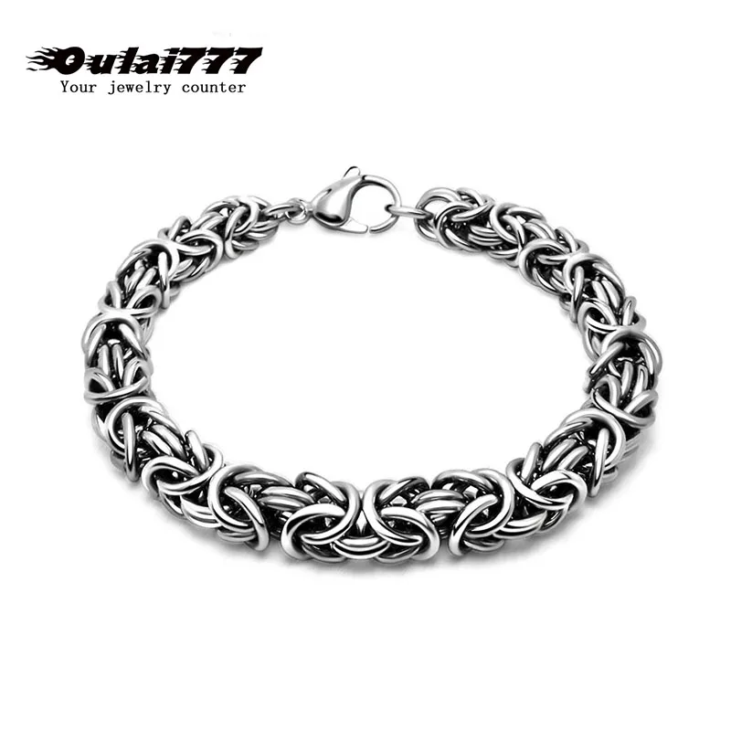 

2019 stainless steel men bracelet on hand link chain charm Byzantium gifts for male mens chain link bracelets hip hop rock style