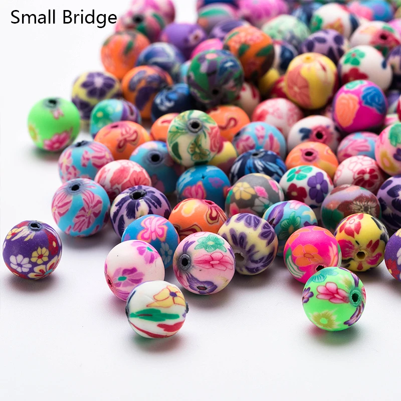 

6 8 10mm Loose Pattern Round Polymer Clay Beads For Making Jewelry Girl Diy Accessories Bracelet Pearls Flower Fimo Beads C100