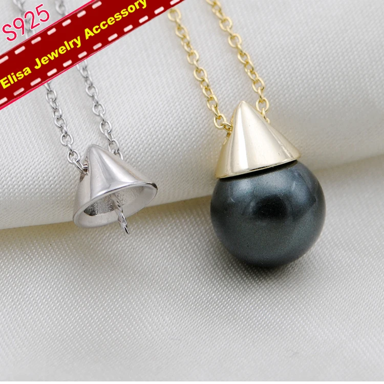 

Hat Design Pendant Chain Findings S925 Sterling Silver Pendant Necklace Accessory Silver&Gold Color 3Pieces/Lot