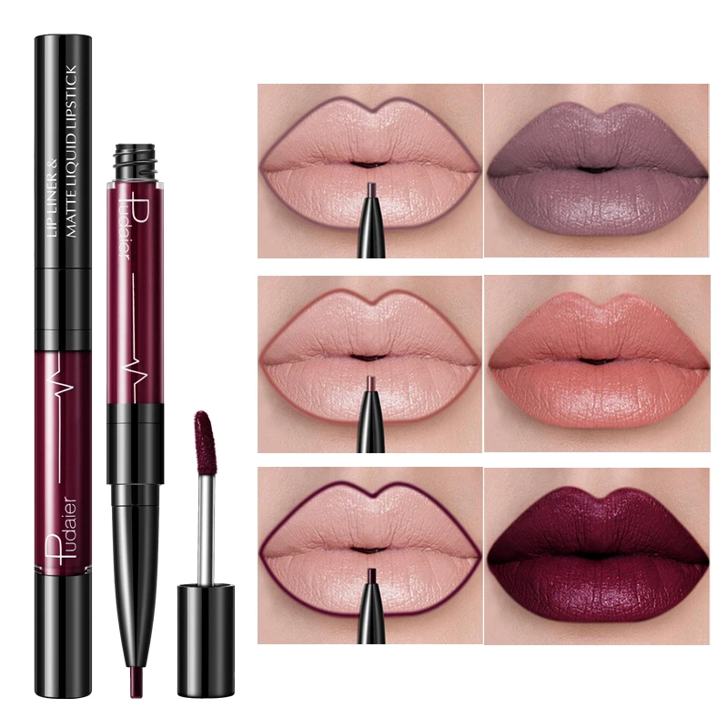 16 Color Double-ended Lipgloss Lips Makeup Waterproof Matte Lip Gloss Lipliner Pencil Red Nude Pink Purple Liquid Lipsticks Matt 16 Color Double-ended Lipgloss Lips Makeup Waterproof Matte Lip Gloss Lipliner Pencil Red Nude Pink Purple Liquid Lipsticks Matt