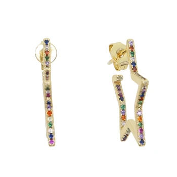 

fashion 2019 new arrived jewelry Christmas gift classic trendy star design rainbow cz star hoop earring