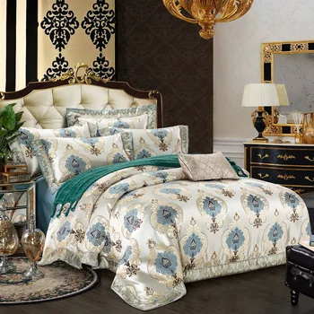 

YeeKin 100% Cotton 3D Embossed Jacquard Wedding Bedding Luxury Satin jacquard 3D Yarn-dyed jacquard Hotel Bedlinen Duvet Cover