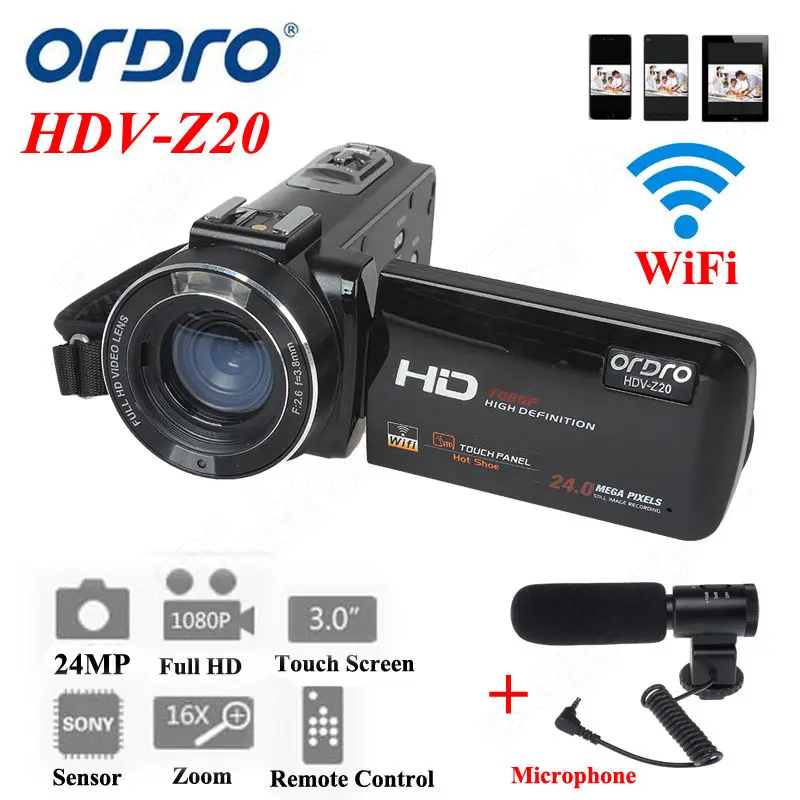 Ordro Z20 3 &quotСенсорный экран цифровой Камера Full HD 1080 P 24MP 16X зум видеокамера с