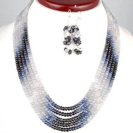 

2017--5 STRANDS UNTREATED NATURAL EMERALDS SHADED NECKLACE
