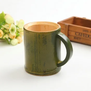 

20pcs Handmade Natural Bamboo Tea Cup Japanese Style Beer Milk Cups With Handle Green Eco-friendly Travel Crafts