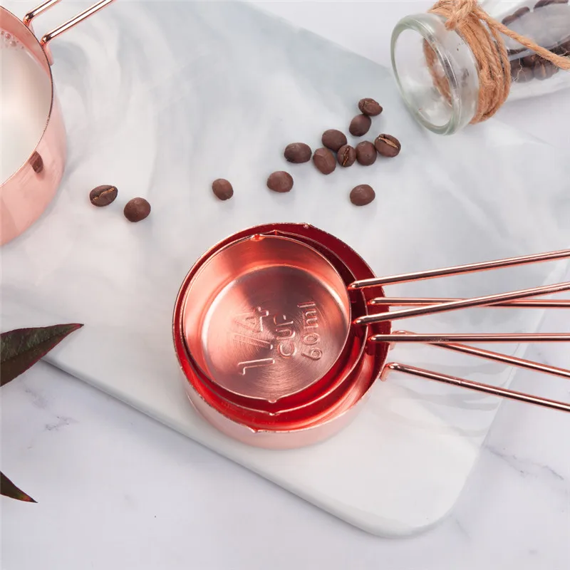Rose Gold Stainless Steel Measuring Cups And Spoons Set Of 8 Engraved  Measurements,Pouring Spouts & Mirror Polished For Baking A - AliExpress