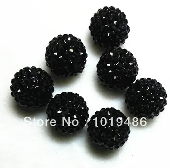

20MM Black color 100pcs / lot Chunky Resin Rhinestone Beads,Bling Resin Ball Beads, Chunky Beads for Chunky Kid Necklace Jewelry