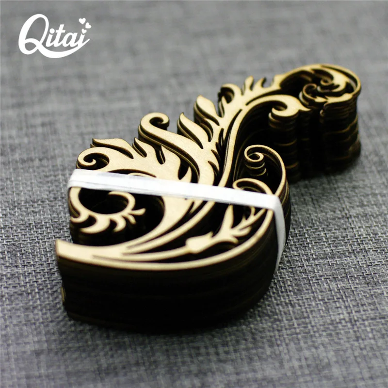 The Most Ancient Classic Vine Flower QITAI 12Pieces/Lot Creative Product Crafts DIY Scrapbooking Vintage Retro Wooden Chip WF024 Ornament Crafts Resin Crafts Wooden Figurine Crafts