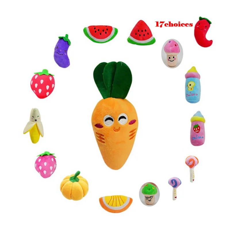 17 Styles Dog Toys Pet Puppy Chew Squeaker Squeaky Plush Sound Fruits