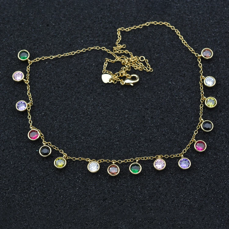 Новые Модные радужные цветные кубические циркония ожерелье для женщин Свадебные украшения