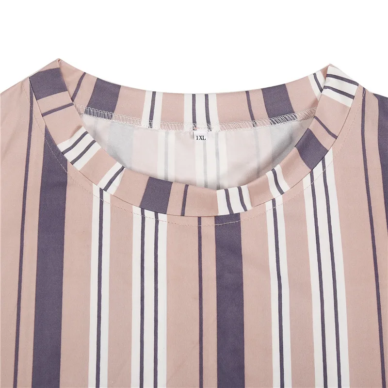 Пижамные комплекты для женщин модные полосатые летние пижамы шорты и футболка с круглым вырезом большой размер Дамское белье сексуальные пижамы Женская домашняя одежда 3XL 4XL