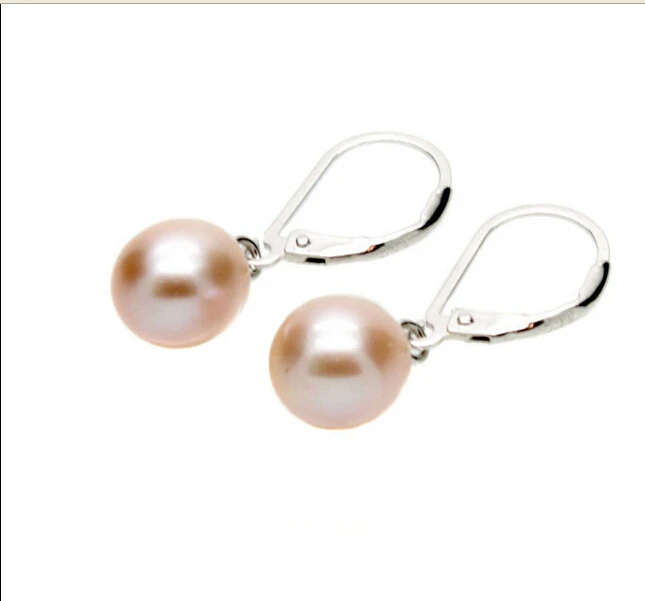 

Free shipping Fashion Women's Natural Purple Freshwater Sterling Silver Pearl Earrings 6.10