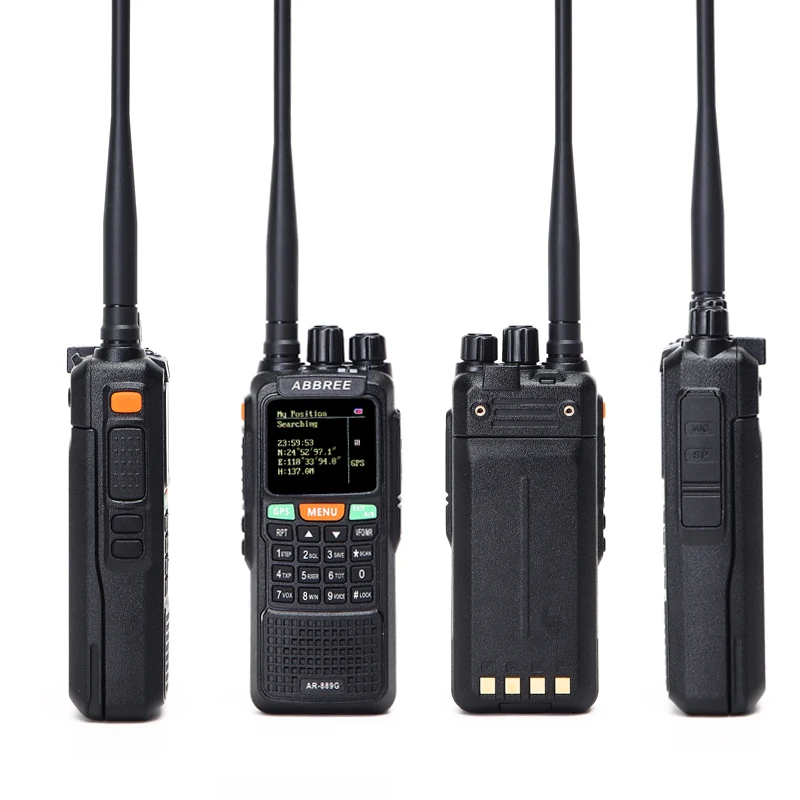 ABBREE AR-889G двухканальные рации 10 Вт GPS SOS 999CH Ночь Подсветка дуплекс поперечная полоса Repeate двойной приема Ham Радио + динамик Mic