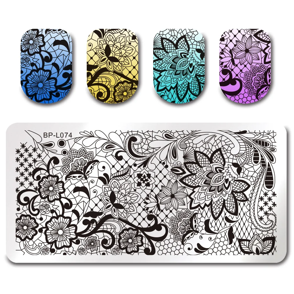 

BORN PRETTY Lace Vine Net Nail Stamping Plate Template DIY Image Print Template Manicure Stamping Plate Stencil Tool BP-L074