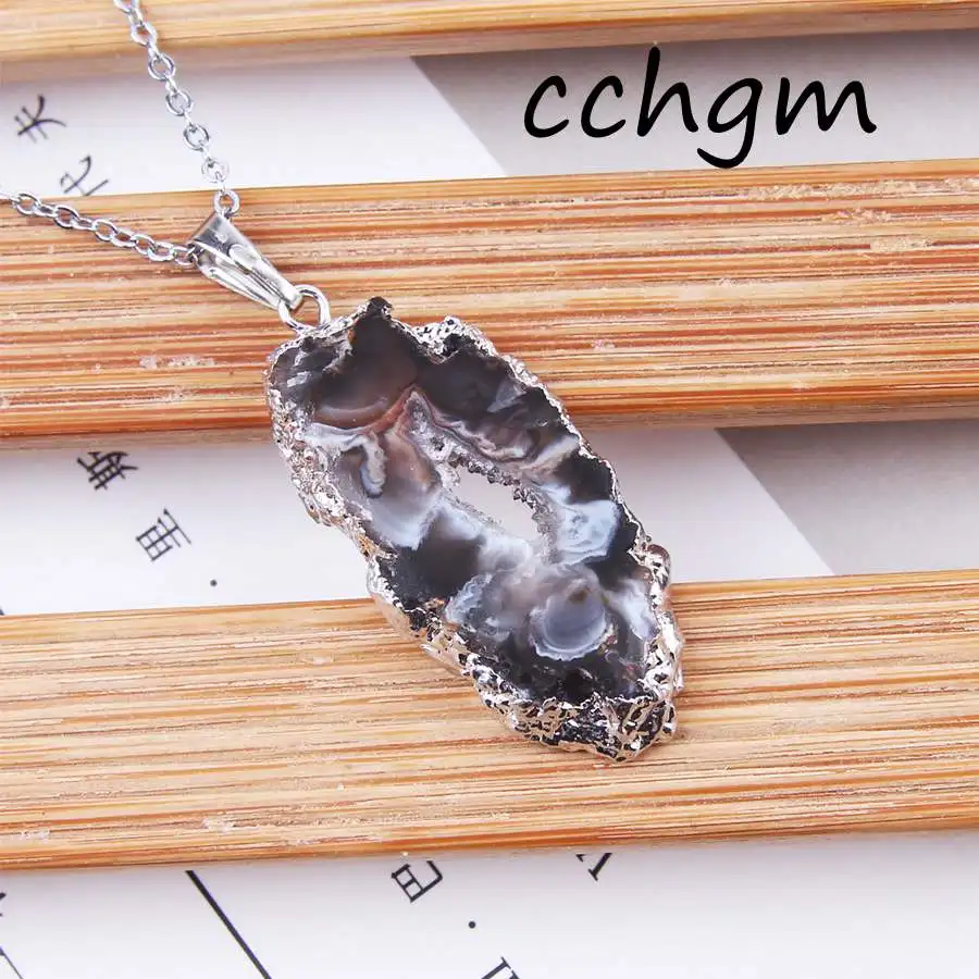 CCHGM инкрустация Колье серебро Агаты сердолиан фрагмент жеоды аметист точка