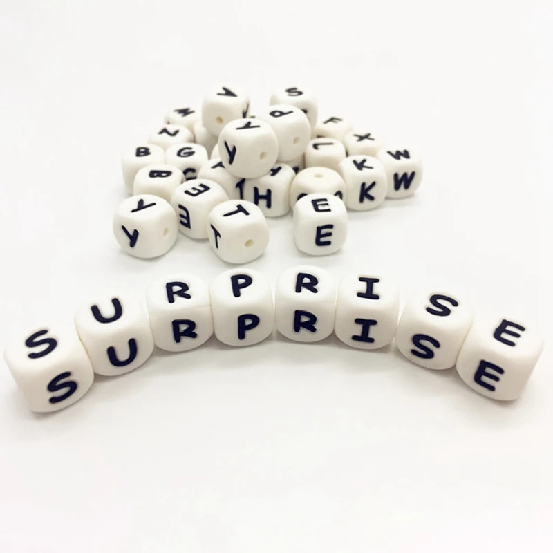 

1pcs Silicone Letter Beads Baby Teether for Any Name on Pacifier Chain Clips 12MM Chewing Alphabet Beads Necklace Teething Toys
